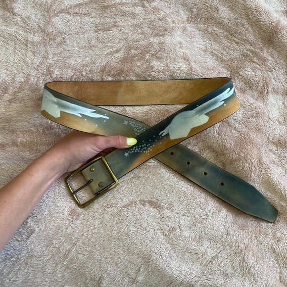 LEEGIN GENUINE LEATHER BELT ABSTRACT WESTERN BOHEMIAN - Picture 3 of 5